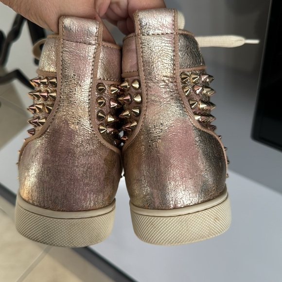 Christian Louboutin Louis Orlato Flat Lame Mercure / Spikes Sneakers